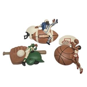VTG Burwood Lot/3 Sports Wall Hangings Football Baseball Basketball Made In USA
